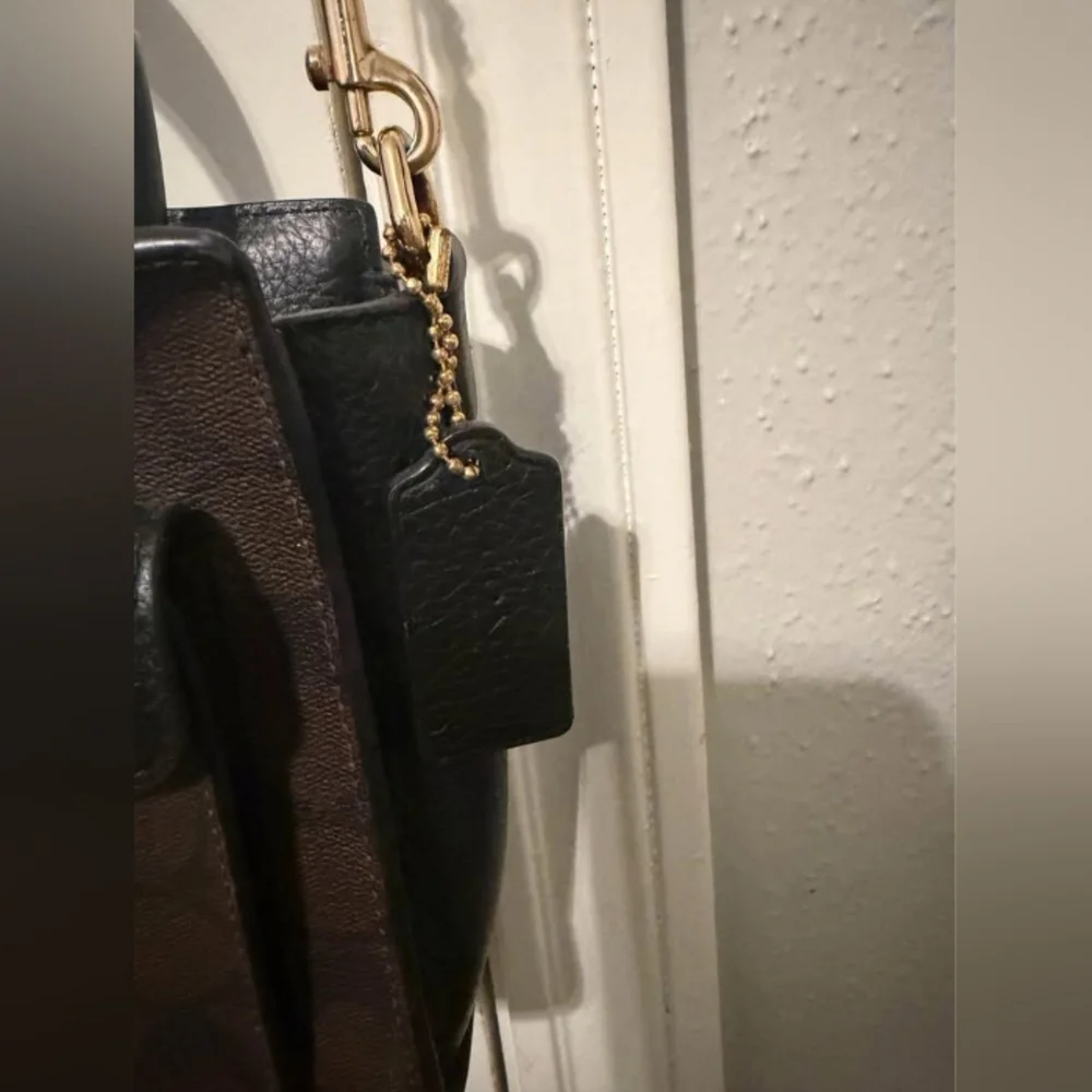 Coach Brown Signature Mini Satchel with Black Trim and Gold Hardware - Picture 3 of 4